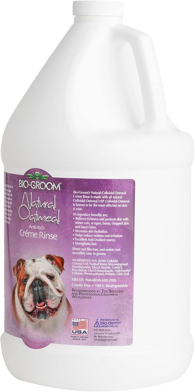 Bio-Groom Oatmeal Dog Conditioner – for Allergies and Itching, Cruelty-Free, Dog Bathing Supplies, Puppy Conditioner for Sensitive Skin, Made in USA, Anti-Itch Dog Products – 1 Gallon