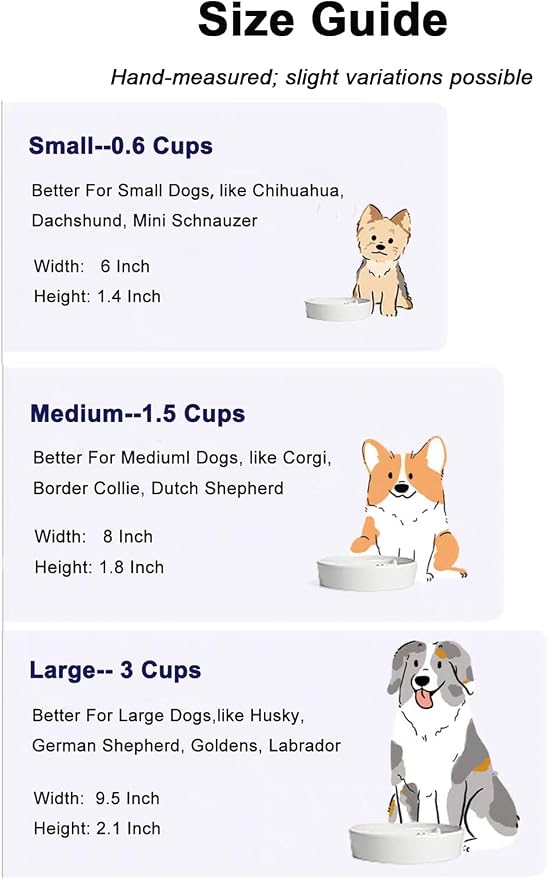LE TAUCI Ceramic Slow Feeder Dog Bowls Small Breed, 0.6 Cups Dog Food Dish for Fast Eaters, Puzzle Bowl for Small Dogs and Cats,Angle White