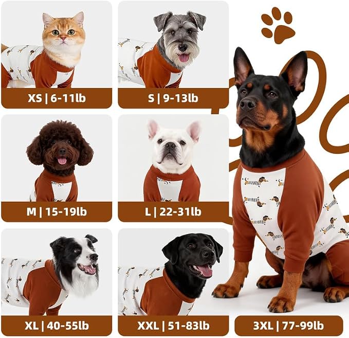 Dog Recovery Suit After Spay-Prevents Lick & Shed (Brown,3XL) | Soft, Breathable cotton onesie protects abdominal surgical areas by preventing licking,scratching,and shedding