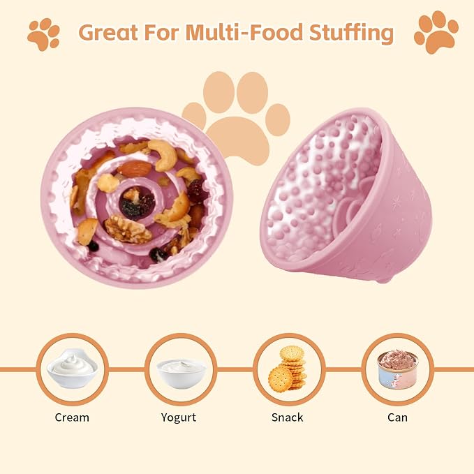 Dog Lick Bowl,Anxiety Relief Non-Slip Silicone Treat Bowl,Durable Anti-Choking Long-Lasting Enrichment Slow Feeder Licking Mat for Small Medium Large Breed,Freezable BPA Free Silicone Dishwasher Safe
