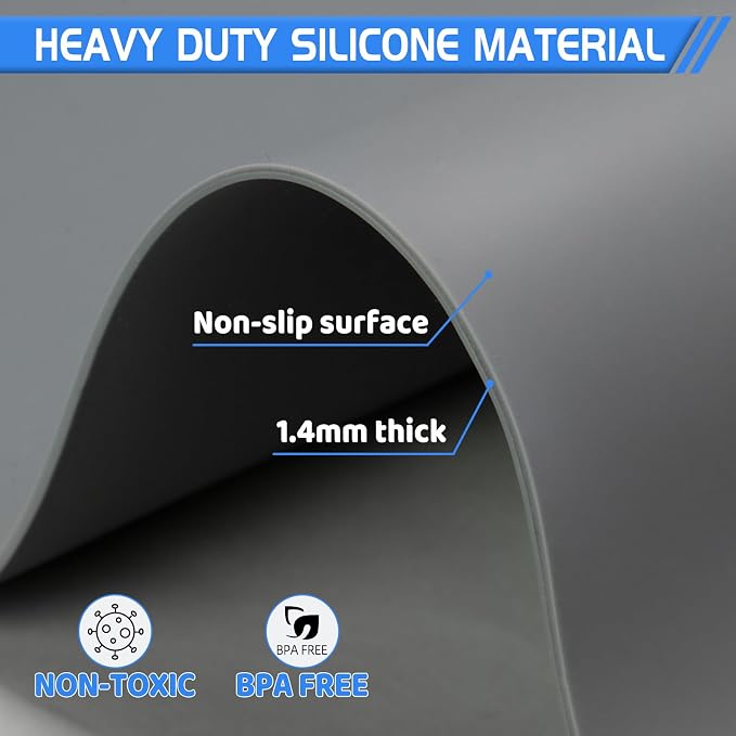 Warome Silicone Mats for Kitchen Counter, 36"X 23.6" Heat Resistant Mats for Countertop, Extra Large Silicone Countertop Protector Mat, Nonstick Counter Mat For Baking/Pastry/Crafts-Gray