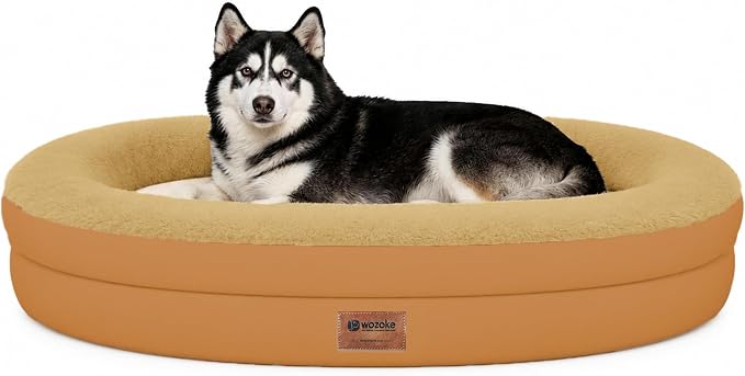 Orthopedic Dog Bed for Extra Large Dogs, XL Waterproof Dog Bed with Bolsters, Supportive Egg Crate Foam Pet Couch Bed with Removable Washable Cover & Non-Slip Bottom, Orange