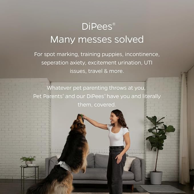 Pet Parents® DiPees® Disposable Belly Bands for Male Dogs + Extendrs®, Male Dog Wraps, Leak Proof, Up to 83% Plant Based, Premium Disposable Dog Diapers Male (Natural, Medium (16-24"), 30ct)