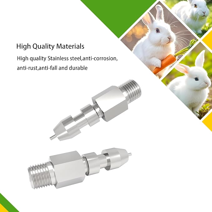 Vandcoop DIY Automatic Stainless Steel Rabbit Nipple Drinkers with Drill Bit (Silvery, 10pcs)