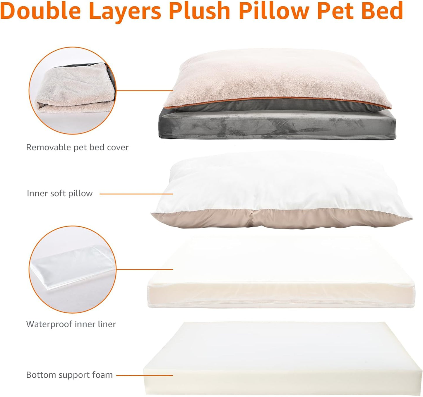 Amazon Basics Dog Bed with Cooling Gel Memory Foam, Pressure-Relief Support for Dogs up to 50lbs, Non-Slip Bottom, Machine Washable Cover, Large Sized (36" x 27"), Grey