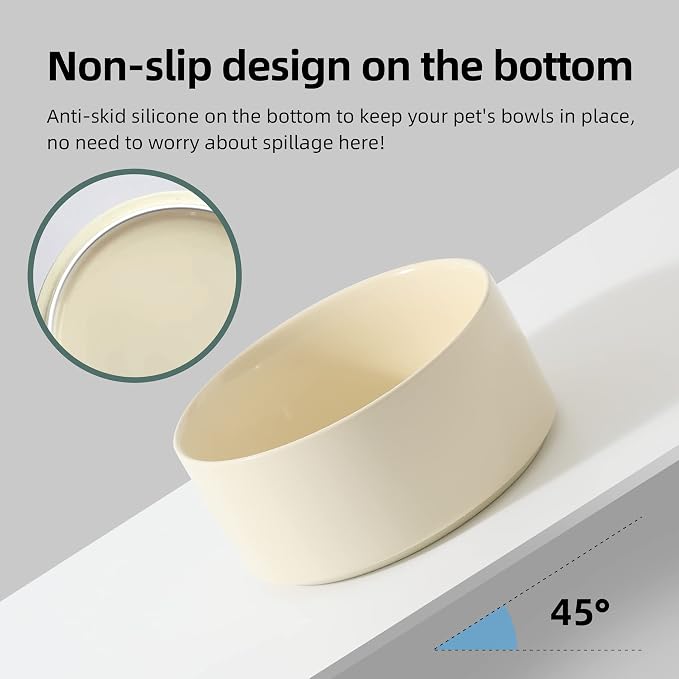Havniva 5.1inch Ceramic Raised Dog Bowl with Stand, Double Dog Bowls Elevated for Small Breed Dog Food and Water Bowl Set Non-Slip Dog Dish Large Capacity Feeding Pet Water Bowl