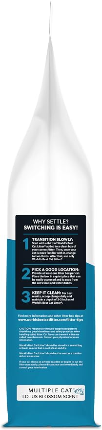 WORLD'S BEST CAT LITTER Multiple Cat Lotus Blossom Scented 32-Pounds - Natural Ingredients, Quick Clumping, Flushable, 99% Dust Free & Made in USA - Floral Fragrance & Long-Lasting Odor Control