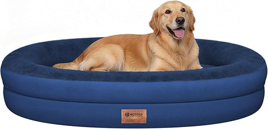 Orthopedic Dog Bed for Large Dogs, Waterproof Dog Bed for Large Size Dogs with Bolsters, Egg Crate Foam Sofa Bed with Washable Removable Cover & Non-Slip Bottom, Navy