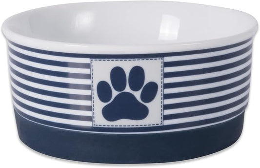 Bone Dry Paw & Patch Ceramic Pet Collection, Small Bowl, 4.25x2", Nautical Blue