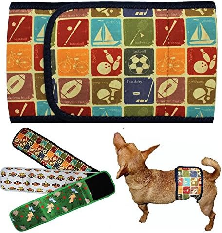 Dog Diaper for Male Belly Band Neoprene Reusable Washable for Small and Big Large Dogs Puppy (Antique Sport, L: Waist 15" - 18")