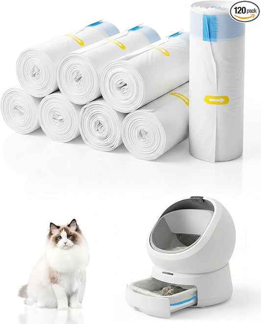 Litter Box Liner for PETLIBRO Luma Automatic Cat Litter Box, 120 Count Cat Litter Bags, Thick Drawstring Liners for Automatic Litter Box Waste Drawer