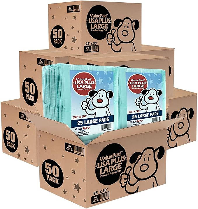 ValuePad USA Plus Puppy Pads, Large 28x30 Inch, 400 Count Wholesale Pack - Premium Puppy Pee Pads for Dogs, Tear Resistant, Super Absorbent Polymer Gel Core, 5-Layer Design