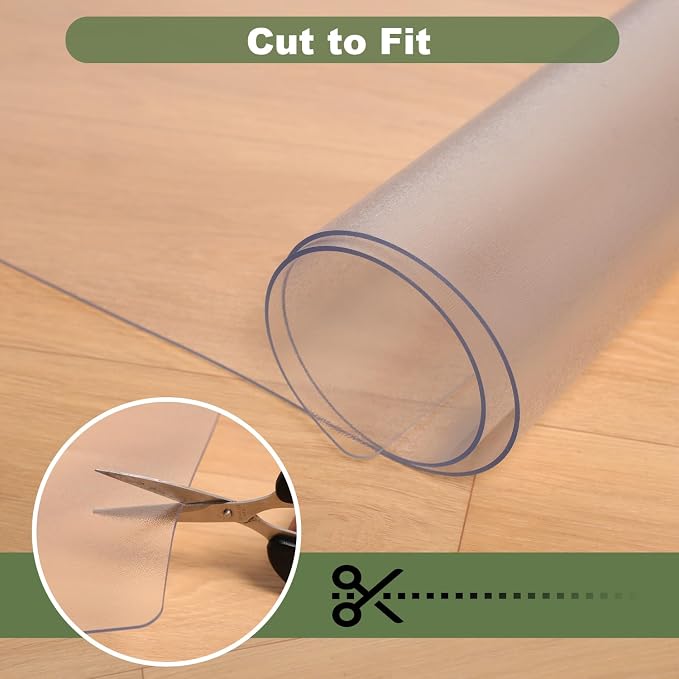 Clear PVC Floor Mat, 1.5mm Thick Waterproof Protective Mat for Hard Floors, Under Refrigerator, Pet Bowls, or Appliances – Cuttable, Easy to Clean (48"x 48")