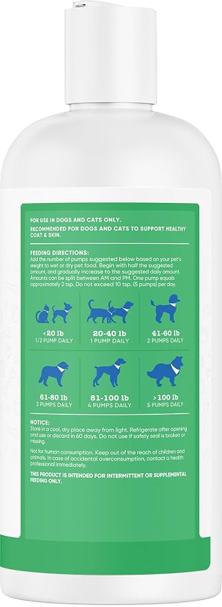 Nutricost Pets Wild Alaskan Salmon Oil for Dogs and Cats, 32 fl oz, Supports Healthy Skin & Coat, Omega-3 Fatty Acids Including EPA & DHA