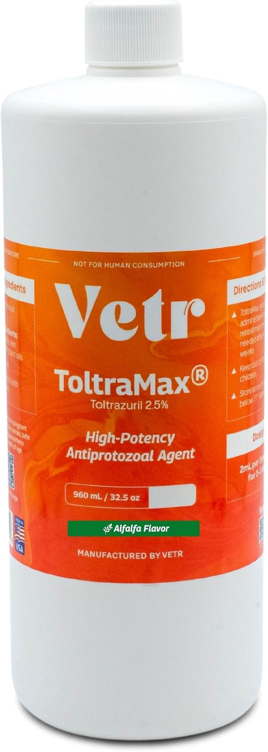 Toltrazuril 2.5% for Horses, Dogs, Cats, 960mL/32.4Ounce, for Non-Food Chain Animals, Alfalfa