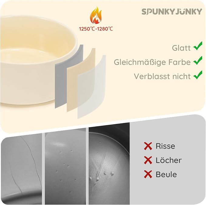 SPUNKYJUNKY 60 OZ Ceramic Dog and Cat Bowl, Modern Cute Weighted Food Water Bowl for Replacement Beige (1 Pack)