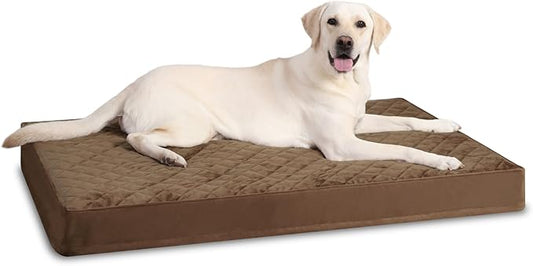 NUPIDA Orthopedic Dog Beds for Extra Large Dogs Waterproof with Removable Washable Cover and Non-Slip Bottom, Quilting Dog Mattress for Crate, 47x29 Inch, Brown