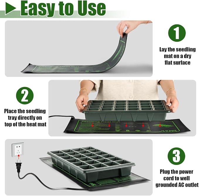 4 Pack Seedling Heat Mat for Plants Seed Starting, Waterproof 10"x 20" Warming Mat Plant Heating Pad for Seed Germination, Indoor Growing, Hydroponic, Greenhouse