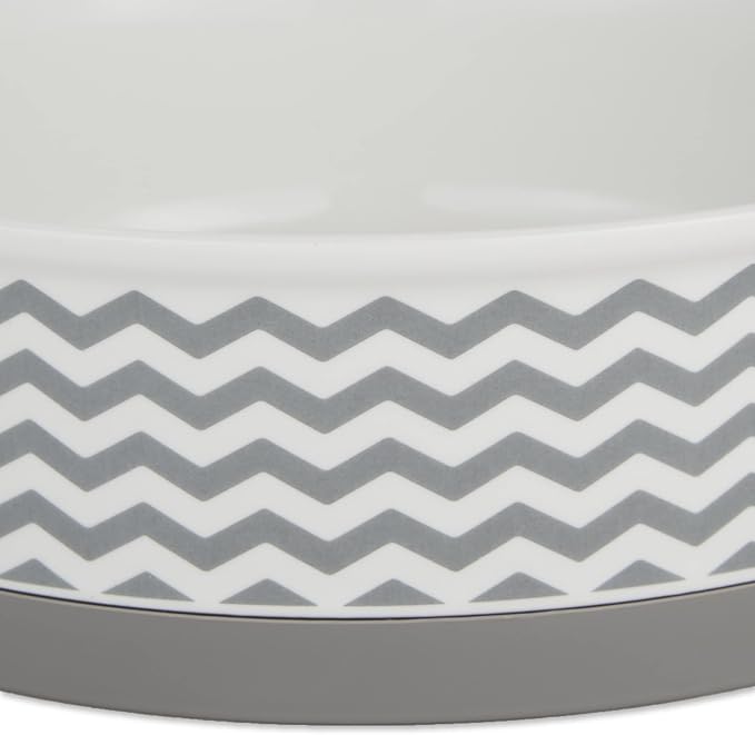 Bone Dry Ceramic Pet Collection Chevron, Small Set, 4.25x2, Gray, 2 Piece