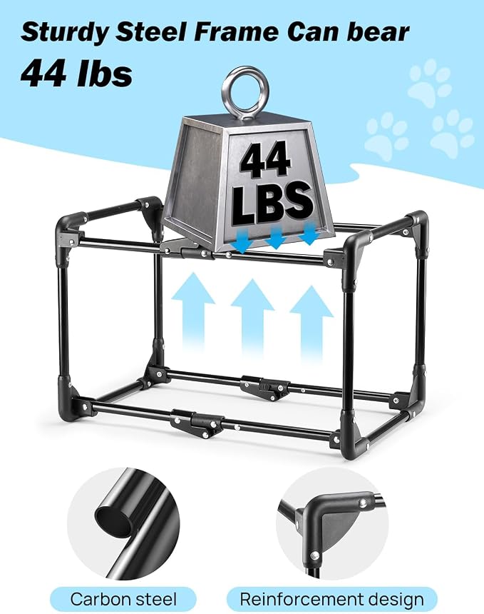 JOYTUTUS 20 Inch Collapsible Dog Crate, Steel Frame 8-Bar Foldable Soft Kennel, Portable Travel Crate for Puppy & Small Dog Up to 13lbs, Oxford Cat Carrier for Car Indoor Outdoor