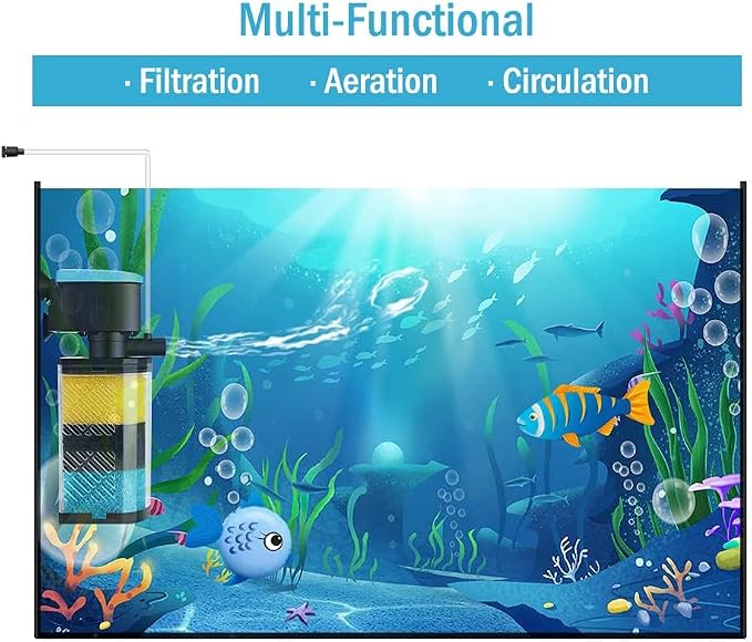 3-Stage Aquarium Filter & Replacement Sponges Set (Including 2 x Fine Sponge, 2 x Coarse Sponge & 4 x Carbonized Sponge)