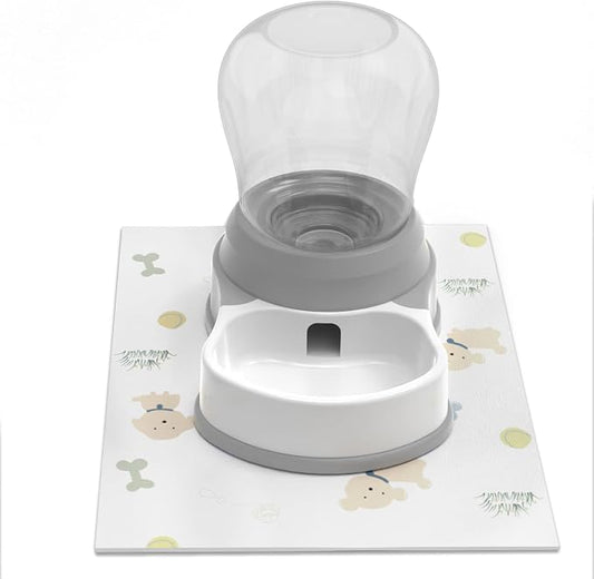 STALTWO 1 Gallon Automatic Dog Water Dispenser, Premium Large Capacity Gravity Pet Water Bowl with Non-Slip Mat for Multiple Pets, BPA-Free Cat Water Feeder for Large Dogs, Refill Less Often, Grey