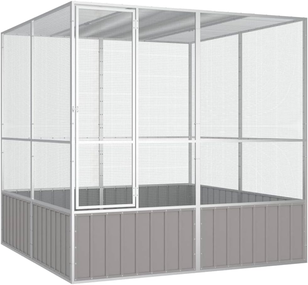 Steel Bird Cage, Large Flight King Bird Cage for Cockatiels African Grey Quaker Amazon Sun Parakeets Green Cheek Conures Pigeons Parrot Bird Cage Birdcage, Gray 84.1"x85.6"x83.3"