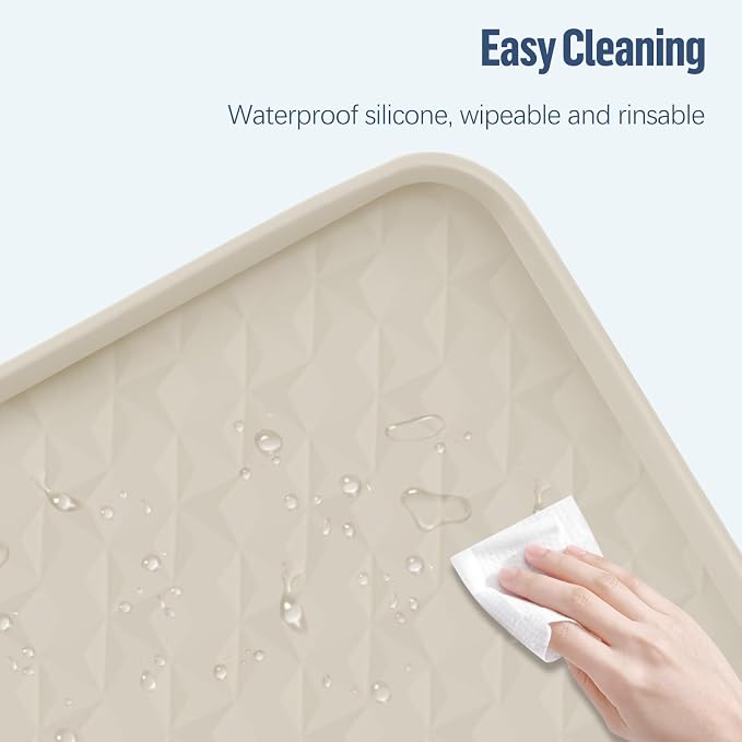 Pee Pad Holder for Dogs, 51" x 25.6" Silicone Pee Tray Mat Leak-Proof, High Edge, No Spill Pet Pad Holder for Puppy, Cat, Rabbit, Training Pads for Floor Protection, No Pee Pads (Beige)