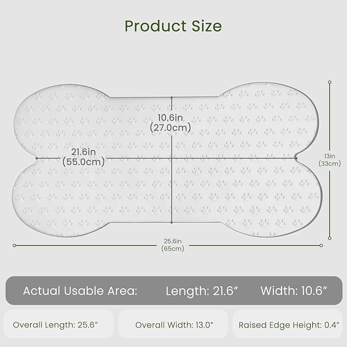 PWTAA Dog Food Mat Anti-Slip Silicone Dog Bowl Mat Thicker Pet Placemat Waterproof Cat Feeder Pad with Raised Edge Puppy Kitten Feeding Mats Suitable Small Medium-Sized Dogs Cats Eating Tray