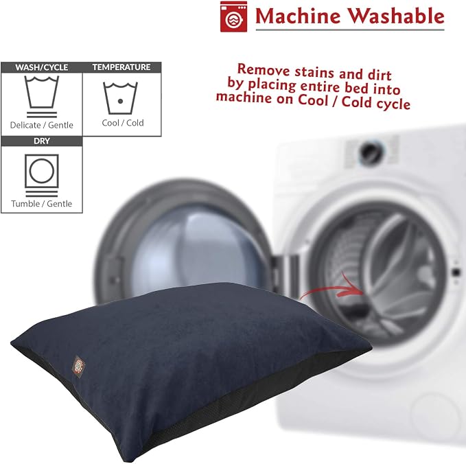 Majestic Pet Rectangle Medium Dog Bed Washable – Non Slip Comfy Pet Bed – Dog Crate Bed Super Value Pillow Dog Bed – Dog Kennel Bed for Sleeping - Dog Bed Medium Breed 35 x 28 Inch – Villa Navy