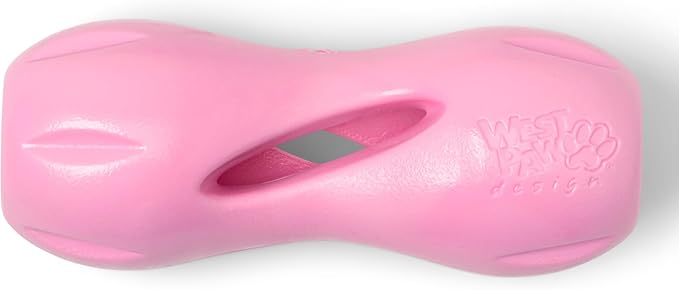 WEST PAW Qwizl Durable Zogoflex Dog Puzzle Toy for Mental Stimulation, and Enrichment - Treat Dispensing for Bully Sticks and Dental Sticks - Dishwasher Safe - Made in USA - Large - Bubblegum