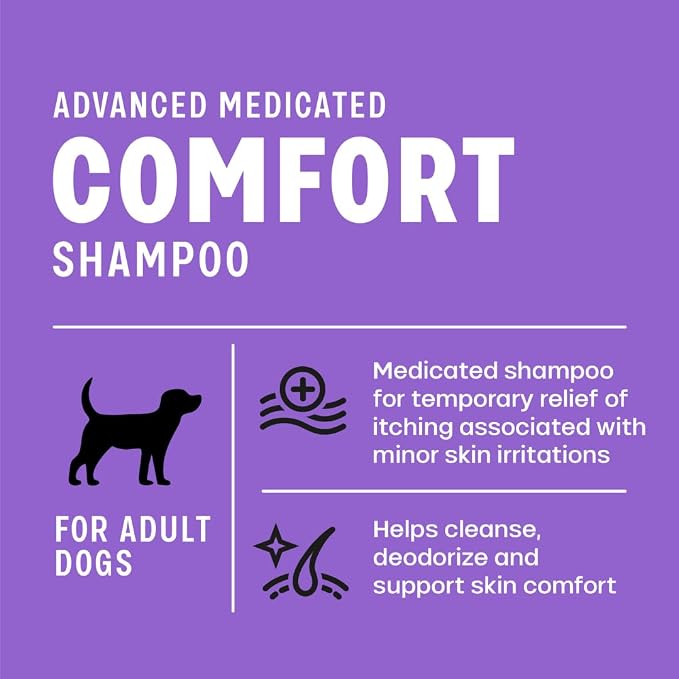 Advanced Medicated Comfort Dog Shampoo, 1 Gallon - 3% Chlorhexidine, 1% Hydrocortisone, Delivers Fast Itch Relief, Supports Skin and Coat Health, Made in The USA