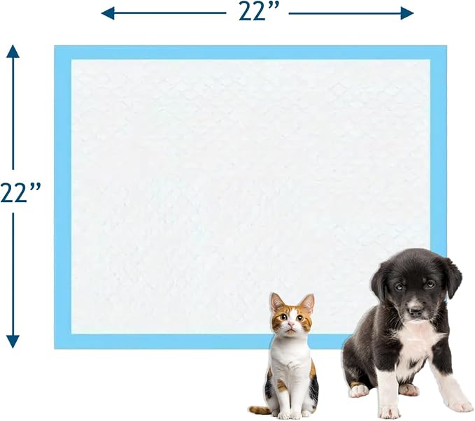 Puppy Pee Pads, 200 Count, 22 x 22 Inch Dog Wee Wee Training Pads, Leak-Proof Quick Absorb 6-Layer Design for Pet Potty Training, Ideal for Puppies, Cats, Rabbits, Guinea Pigs, Blue