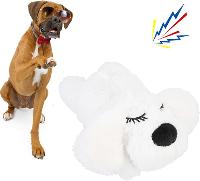 Puppy Toy with Heartbeat Stuffed Animal, for Dogs Pet Anxiety Relief Behavioral Sleep Aid Crate Kennel Training Toy (White)