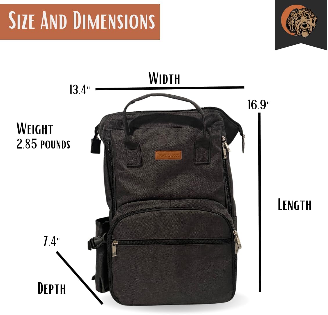 Tito's Closet Dog Travel Bag Includes Dog Travel Accessories 2-Pack Dog Travel Bowl, 2 Dog Food Containers, Dog Treat Bag (Black), DB2024