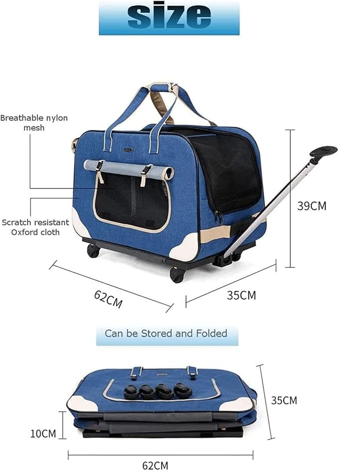 OLOTU Pet Backpack Two Sided Expandable Rolling Carrier, Pet Trolley Case with Two-Degree Adjustment Lever, Extra Spacious Cat Carrier Spacious