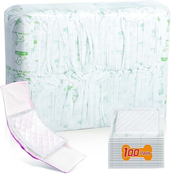 Dog Diaper Liners for Male and Female Dogs, 100ct, Super Absorbent Disposable Dog Diapers Booster Pads fit Most Pet Belly Bands and Wraps (Long)
