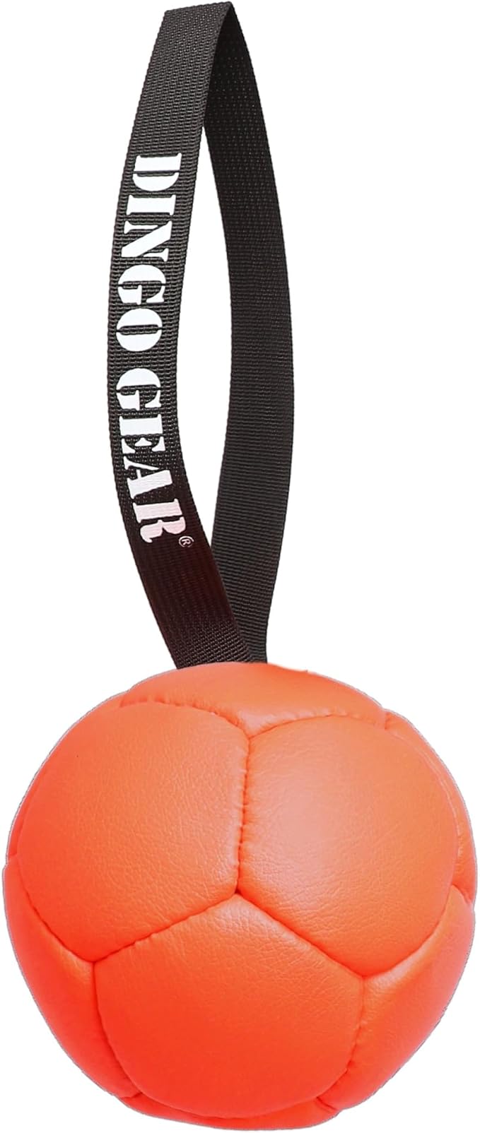 DINGO GEAR WWW.DINGOGEAR.COM 1977 Faux Leather Ball for Dog Training, as Reward for Fetch tug of war, for Strong Dog, Handmade, 5in Orange S02696