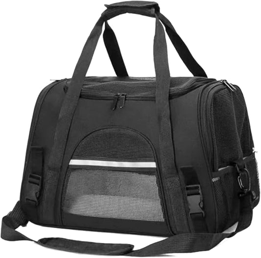 Cat Dog Carrier, Pet Travel Carrier for Small Dogs, Cat Carrying Case Collapsible Dog Carrier, Foldable Soft Sided Animal Carriers Puppy Carry (Black)