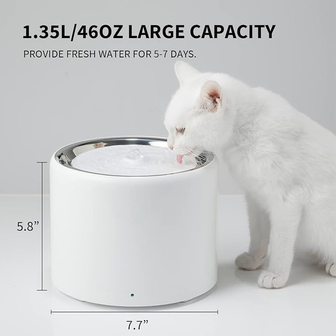 PETKIT Stainless Steel Cat Water Fountain with Wireless Pump and Replacement Filter 5 PCS