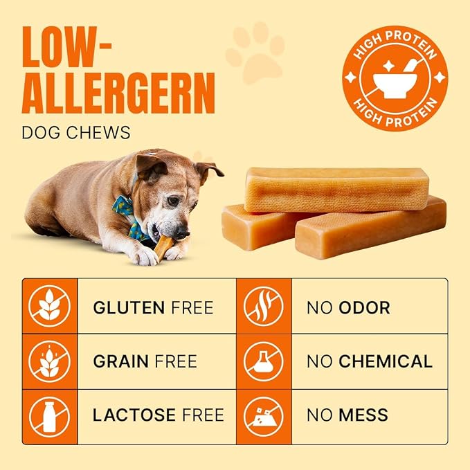 Tibetan Dog Chew Yak Cheese Sticks (18 Medium Chews) - Natural Handmade Treats for Medium Dogs, Long-Lasting, Easy to Digest, No Additives, Rawhide, Grains or Gluten, Perfect for Aggressive Chewers