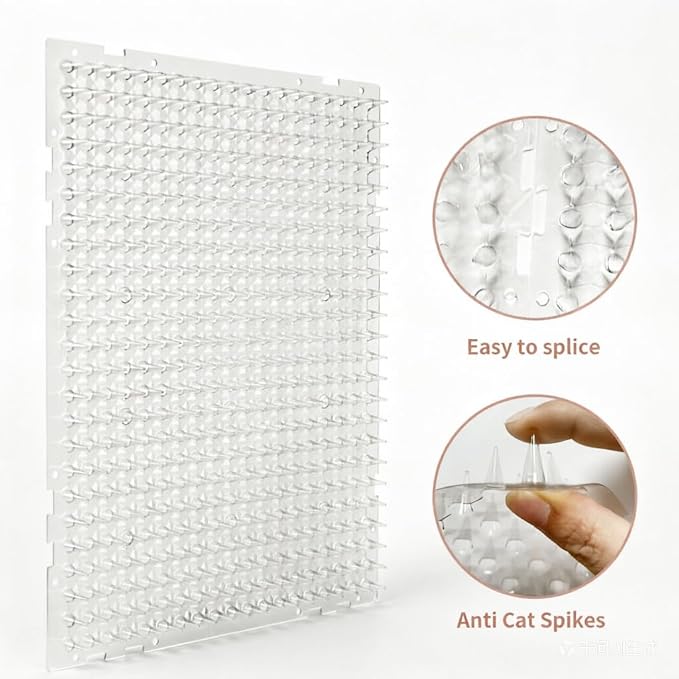 15 Packs Scat Mat for Cats, Transparent Cat Deterrent Mat 13x16 Inch - Safe Plastic Spike Mat to Keep Cats Off Counters, Tables, Furniture - Humane Training Tool for Indoor/Outdoor Use