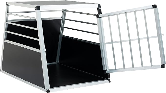 Premium Aluminum Pet Transport Box – Heavy-Duty, Ventilated, Lockable Travel Crate for Dogs & Cats – Space-Saving Trapezoidal Design, Portable Car Carrier with Durable Construction
