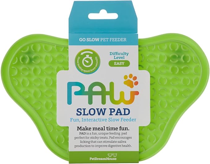PetDreamHouse Lick Paw Pad & Slow Feeder for Dogs, Anti-Boredom, Distraction Mat, Reduces Anxiety w/Stress-Relief Stimulating Licking, Suction Cups on Back, Ideal for Puppies, Dogs & Cats, Green