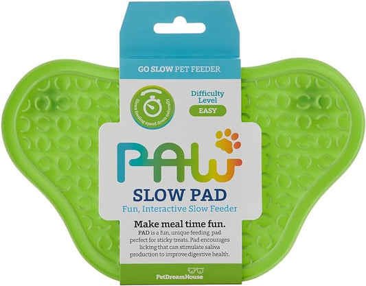 PetDreamHouse Lick Paw Pad & Slow Feeder for Dogs, Anti-Boredom, Distraction Mat, Reduces Anxiety w/Stress-Relief Stimulating Licking, Suction Cups on Back, Ideal for Puppies, Dogs & Cats, Green