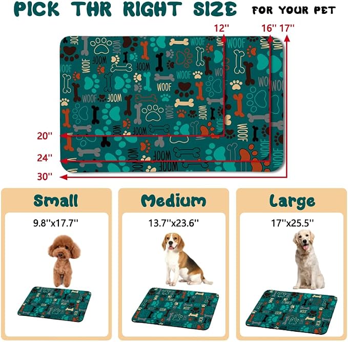 Dog Food Mats for Floors Waterproof, Pet Water Bowl Mats Pet Feeding Absorbent Placemats Green 24 * 32 inch