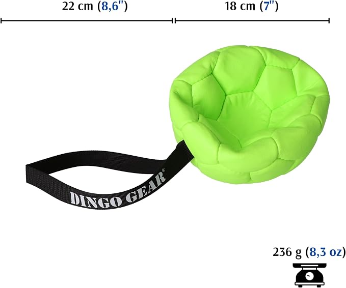 DINGO GEAR WWW.DINGOGEAR.COM 1977 Set Faux Leather Ball with Pump for Dog Training, as Reward for Fetch tug of war, for Strong Dog, Handmade, 7in Green Z30034
