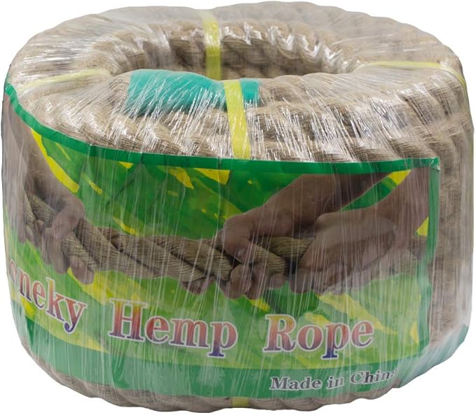 Aoneky Jute Rope - 1/1.5/2 Inch Twisted Hemp Rope for Crafts, Climbing, Anchor, Hammock, Nautical, Cat Scratching Post, Tug of War, Decorate (1 1/2 inch x 25 Feet)
