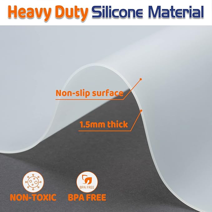 Warome Silicone Mat, 78.7”x 23.6” Heat Resistant Mats for Countertop, Extra Large Kitchen Counter Protector, Cuttable Counter Mat for Crafts- White Translucent