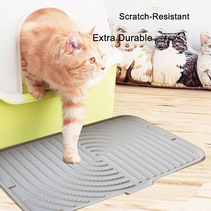 Silicone Pet Food Mat for Cats & Dogs, Waterproof Dog Bowl Mat & Cat Feeding Mat, Non-Slip Dog Mat for Food and Water, Pet Placemat & Silicone Tray (18X12)